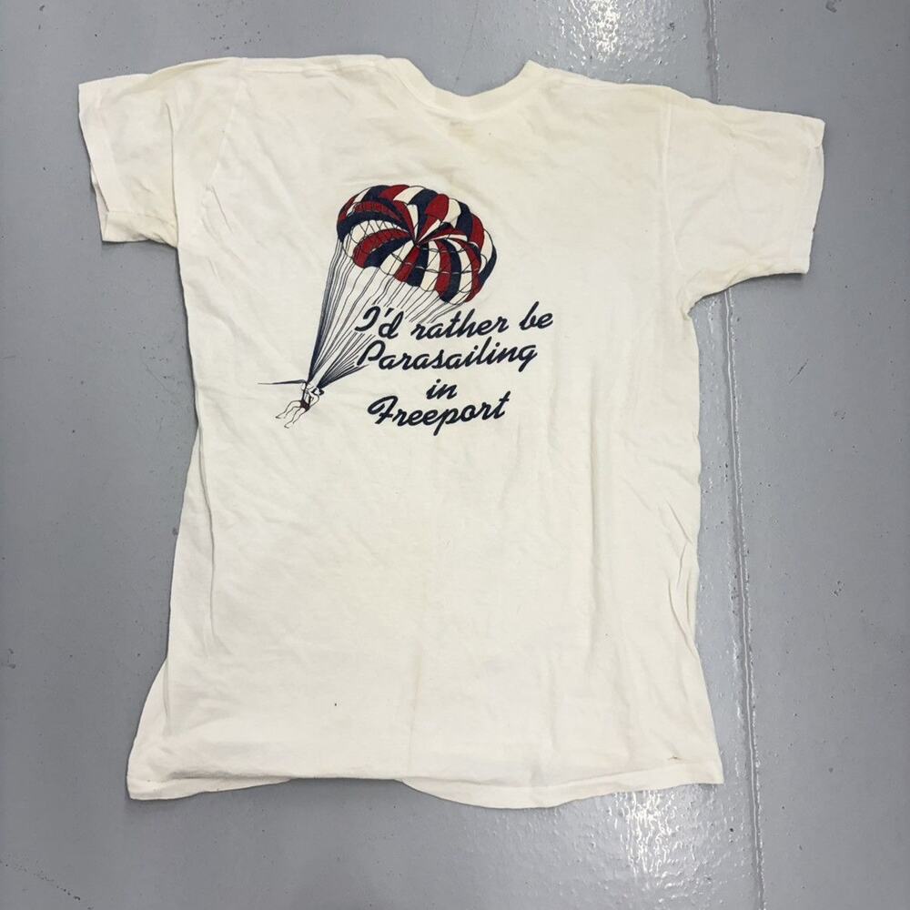 Vintage 70s Freeport White Blank Front Tourist T-Shirt